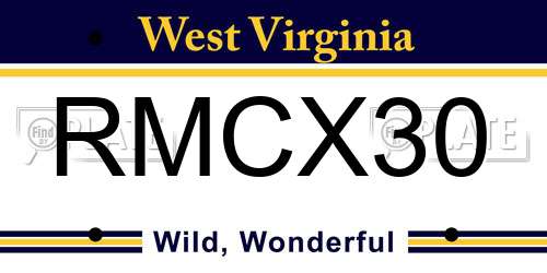 RMCX30 West Virginia License Plate