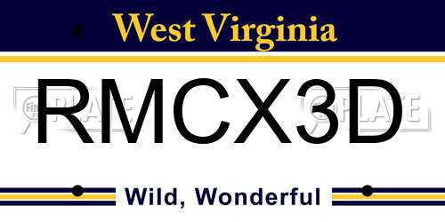 RMCX3D West Virginia License Plate