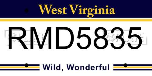 RMD5835 West Virginia License Plate