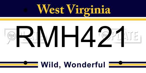 RMH421 West Virginia License Plate