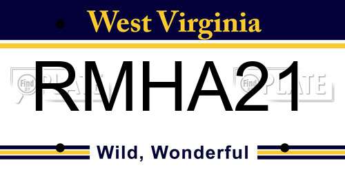 RMHA21 West Virginia License Plate