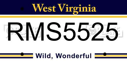 RMS5525 West Virginia License Plate