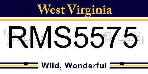 RMS5575 West Virginia License Plate