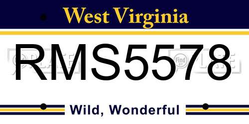 RMS5578 West Virginia License Plate