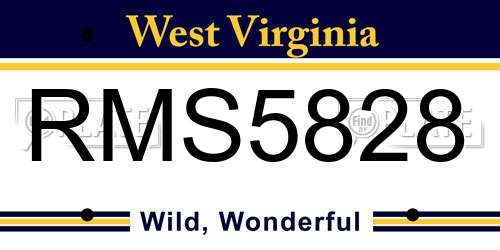 RMS5828 West Virginia License Plate