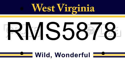 RMS5878 West Virginia License Plate