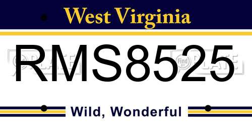 RMS8525 West Virginia License Plate