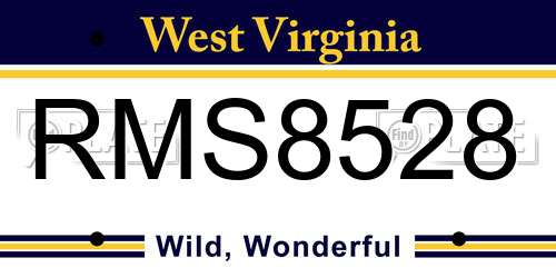 RMS8528 West Virginia License Plate
