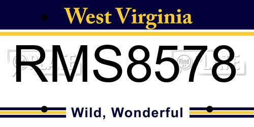 RMS8578 West Virginia License Plate