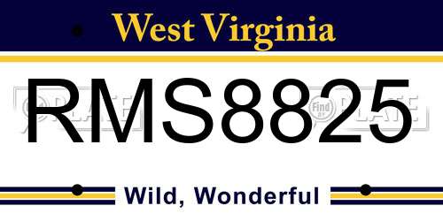 RMS8825 West Virginia License Plate