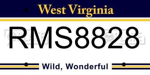 RMS8828 West Virginia License Plate