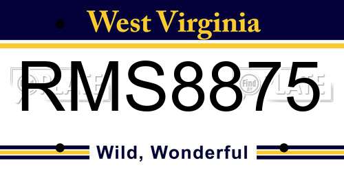 RMS8875 West Virginia License Plate