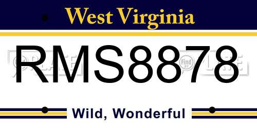 RMS8878 West Virginia License Plate