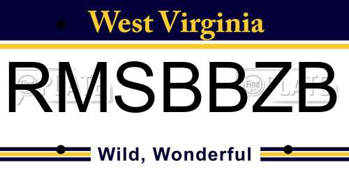 RMSBBZB West Virginia License Plate