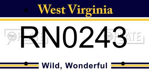 RN0243 West Virginia License Plate