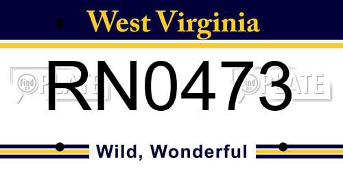 RN0473 West Virginia License Plate