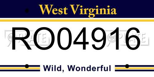 RO04916 West Virginia License Plate