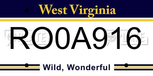 RO0A916 West Virginia License Plate