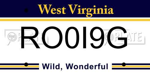 RO0I9G West Virginia License Plate
