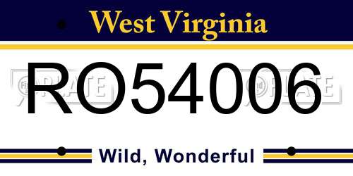 RO54006 West Virginia License Plate