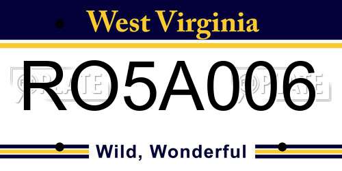RO5A006 West Virginia License Plate