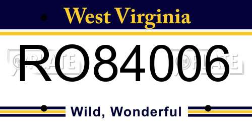 RO84006 West Virginia License Plate