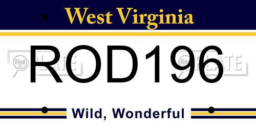 ROD196 West Virginia License Plate