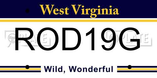 ROD19G West Virginia License Plate