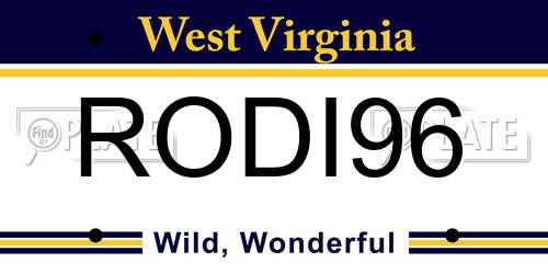 RODI96 West Virginia License Plate