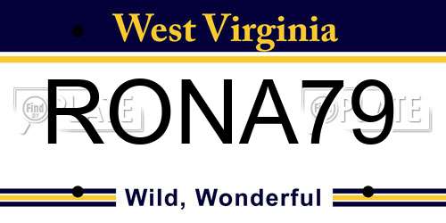 RONA79 West Virginia License Plate