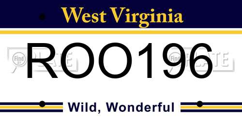 ROO196 West Virginia License Plate