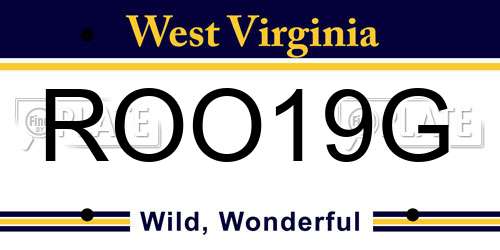 ROO19G West Virginia License Plate