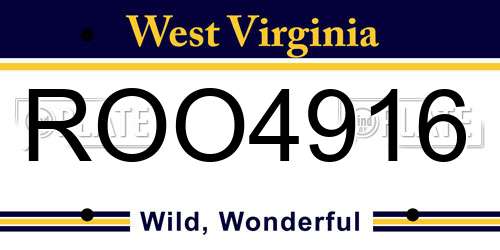 ROO4916 West Virginia License Plate