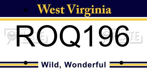 ROQ196 West Virginia License Plate