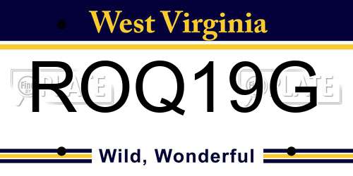 ROQ19G West Virginia License Plate