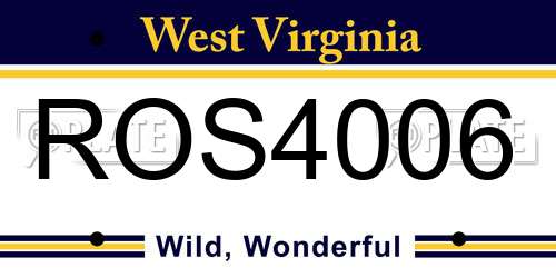 ROS4006 West Virginia License Plate