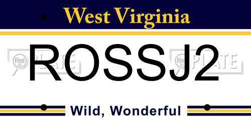 ROSSJ2 West Virginia License Plate