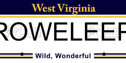 ROWELEEP West Virginia License Plate