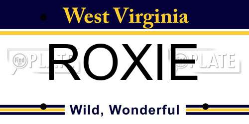 ROXIE West Virginia License Plate
