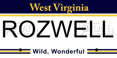 ROZWELL West Virginia License Plate