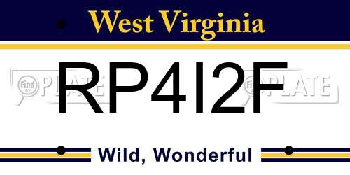 RP4I2F West Virginia License Plate