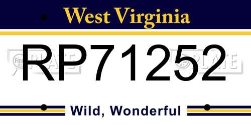 RP71252 West Virginia License Plate