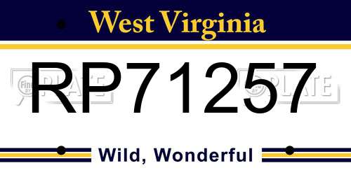RP71257 West Virginia License Plate