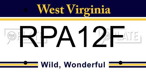 RPA12F West Virginia License Plate