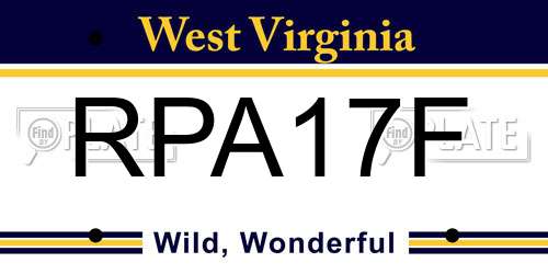 RPA17F West Virginia License Plate