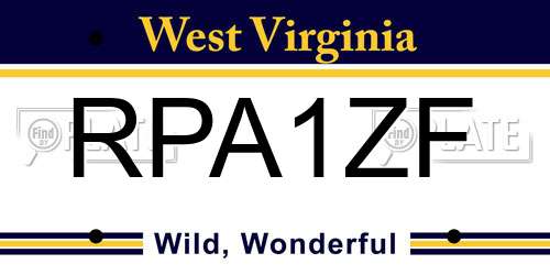 RPA1ZF West Virginia License Plate
