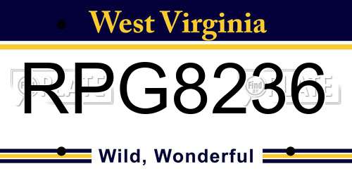 RPG8236 West Virginia License Plate