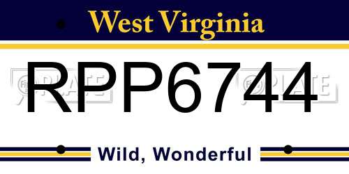 RPP6744 West Virginia License Plate