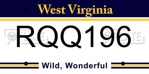 RQQ196 West Virginia License Plate