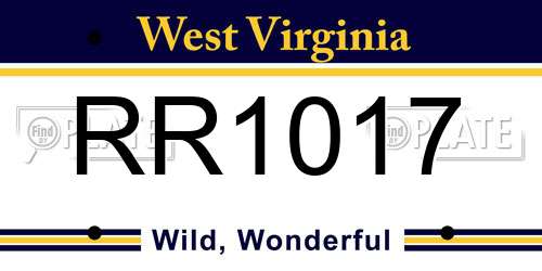 RR1017 West Virginia License Plate
